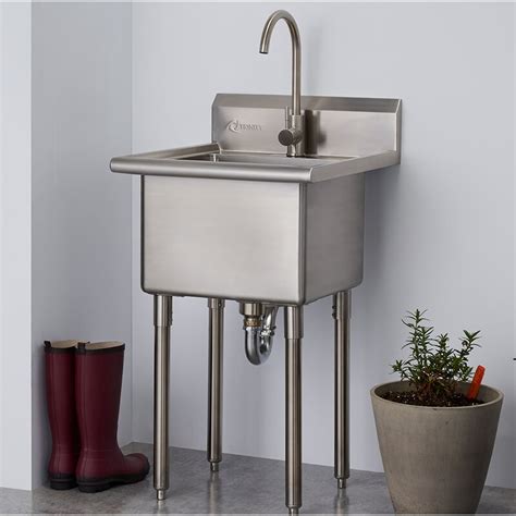 laundry cabinet with faucet and stainless steel sink 24|freestanding stainless steel utility sink.